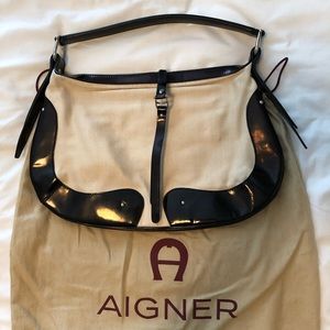 Aigner canvas/leather tote bag